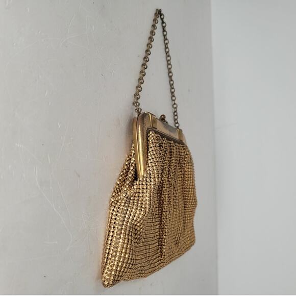 Vintage Whiting & Davis 40s Gold Mesh Evening Cocktail Chain Wristlet Bag - Picture 6 of 15